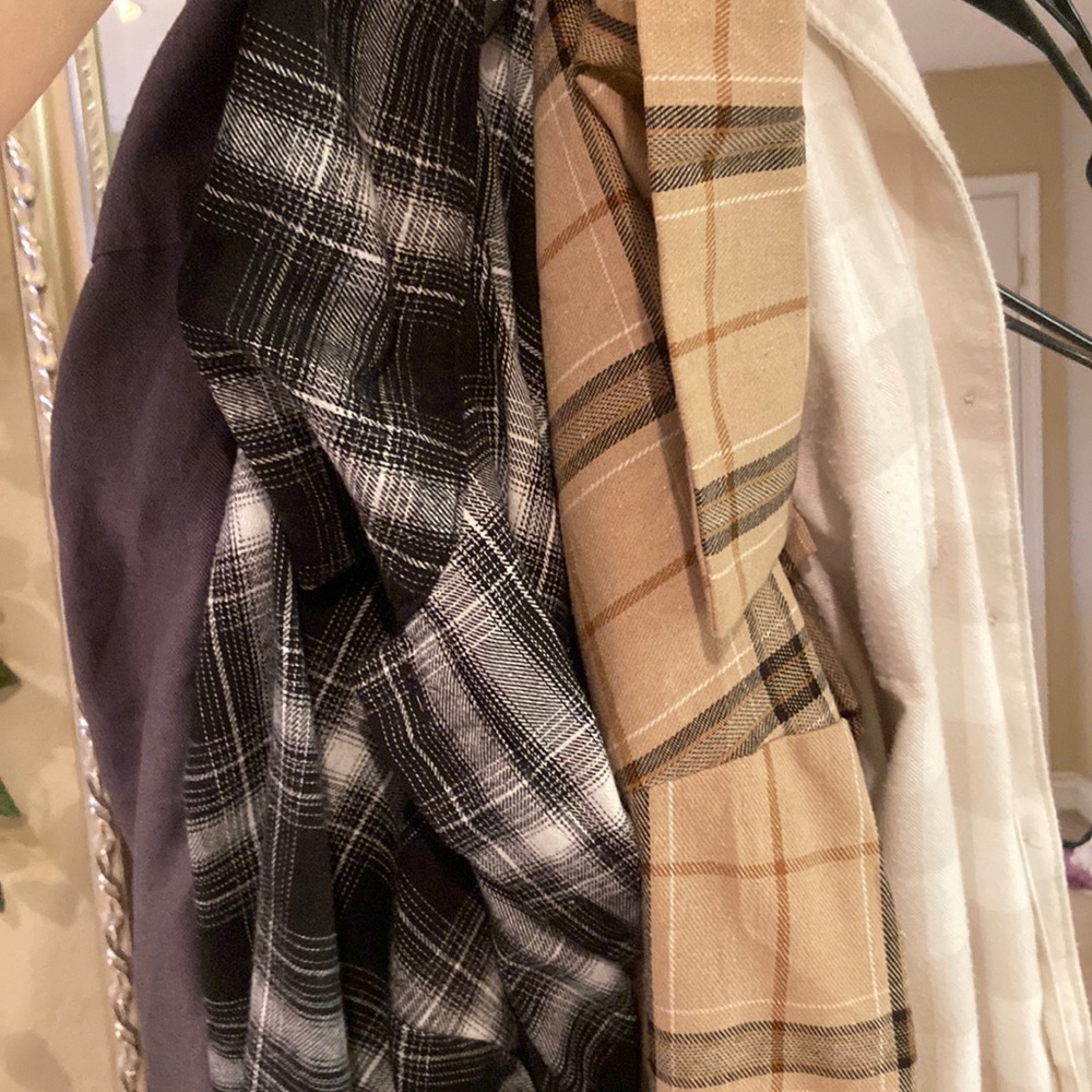 4 different flannels gently worn, size L-XL. Shein and Abercrombie
